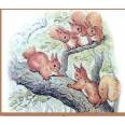 Carte artisanale Vintage Beatrix Potter Ecureuils dans l'arbre