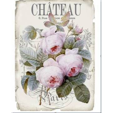 Carte artisanale Vintage Paris "Chateau" Roses anglaises
