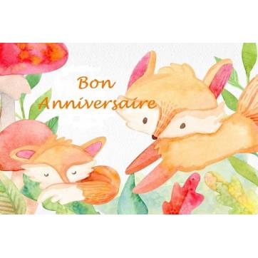 Carte artisanale Bon Anniversaire"Les petits renards"