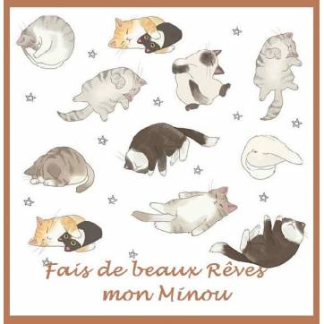 Carte artisanale Chat "Fais de beaux Rêves mon Minou"