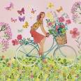 Carte Mila Marquis La jeune femme sur le vélo fleuri
