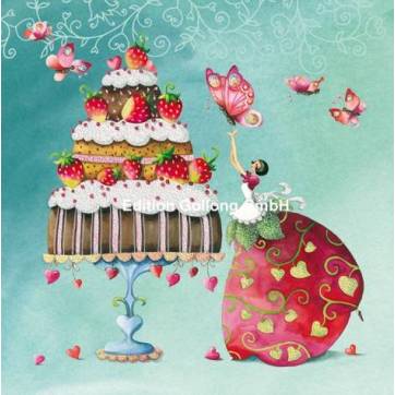 Carte Anniversaire Nina Chen La Jeune Femme Et La Charlotte Aux Fraises