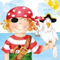 Carte Anniversaire Enfants "Pirate et Perroquet"