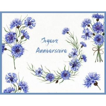 Carte Anniversaire aquarelle Bleuets