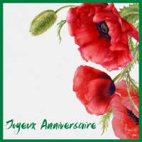 Carte Anniversaire Fleurs aquarelle Coquelicots rouges
