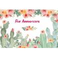 Carte Anniversaire aquarelle Cactus et Fleurs roses Manon