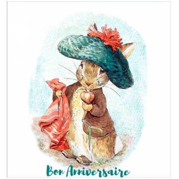Carte Anniversaire Beatrix Potter Peter Rabbit et son bonnet vert