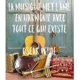  Carte citation Bonheur: " "La musique met l’âme en harmonie avec tout ce qui existe" Oscar Wilde