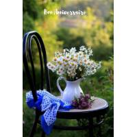 Carte Anniversaire Fleurs "Chaise et Vase de Marguerites"