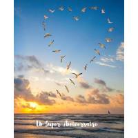 Carte Anniversaire "Bon Anniversaire Vol d'Oiseaux en coeur"