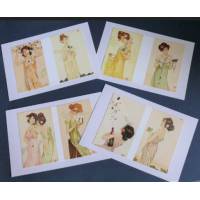 Cartes vintage, Jeunes Femmes de Raphaël Kirchner 2, paquet de 4 cartes
