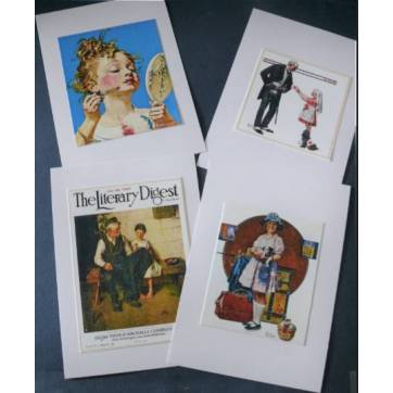 Cartes enfants, "Girls" 3 de Norman Rockwell, paquet de 4 cartes assorties