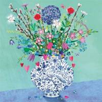 Carte Mila Marquis Vase en porcelaine bleu et fleurs
