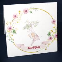 Carte Félicitations Naissance couronne de Fleurs Charlotte
