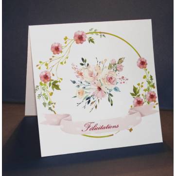 Carte Mariage Félicitations Couronne de Fleurs Emma