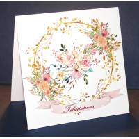 Carte Mariage Félicitations Couronne de Fleurs Camille