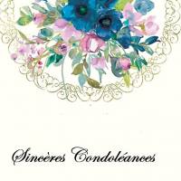 Carte Condoléances Demie Couronne bleue et rose