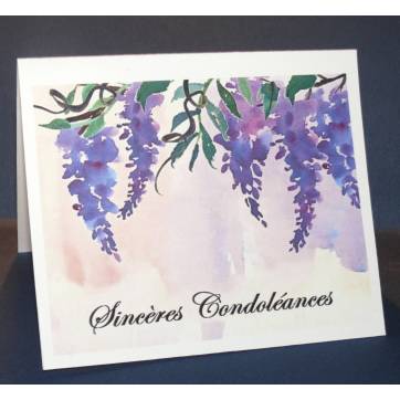 Carte Condoléances double Bouquet de Glycines