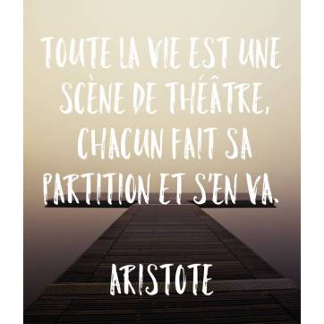 Citation sur la Vie: Toute la vie est une scène de théâtre, chacun fait sa partition et s'en va.  Aristote