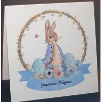 Carte de Pâques dble Couronne BP Peter Rabbit et Oeufs
