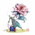 Carte simple Gaelle Boissonnard  Fleur rose 12,5 x 12,5 cm
