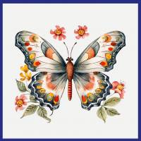 Carte vintage aquarelle colorée Papillon 5 sans texte