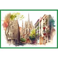 Carte aquarelle Ballades à Barcelone 7 sans texte