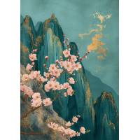 Carte Art Japonais Paysage fleuri 1 sans texte
