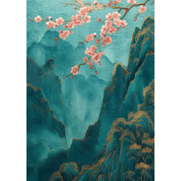 Carte Art Japonais Paysage fleuri 8 sans texte