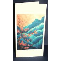 Carte double Art Japonais Paysage fleuri 3 sans texte