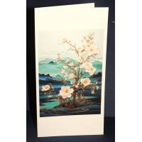 Carte double Art Japonais Paysage fleuri 13 sans texte