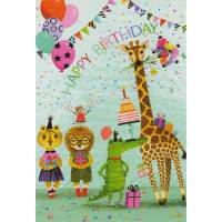 Carte Anniversaire enfants Happy Birthday Girafe et Crocodile