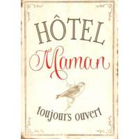  Carte Vintage "Hôtel Maman, toujours ouvert"
